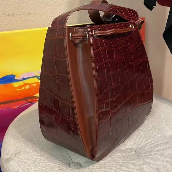 Vintage Marco Rossini Brown Bucket Bag Italian Leather - Picture 5 of 12